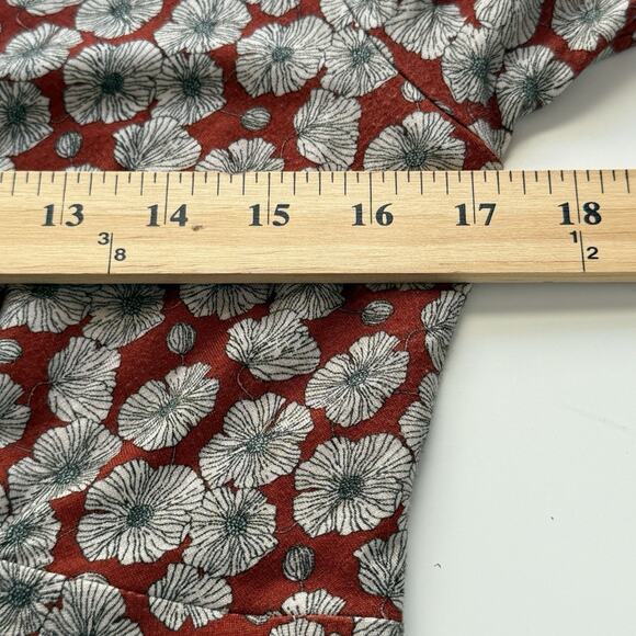 Salaam Midi Dress Medium Burgandy Red Floral Fit and Flare A Line 3/4 Sleeves - Picture 3 of 5